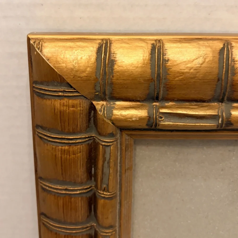 Vintage Gold Faux Bamboo Picture Frame 8x10 Hollywood Regency Gilt Decor